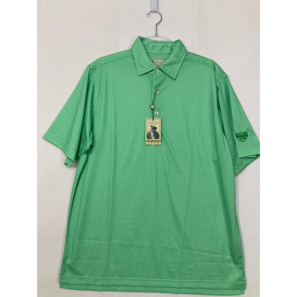 New Donald Ross Golf Polo Medium Kelly Green Geometric Country Club Active